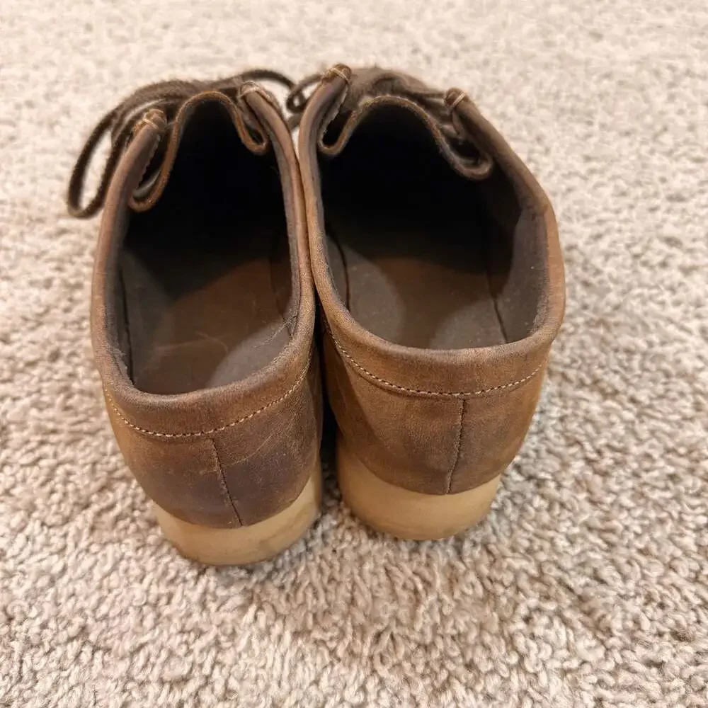 Toddler Brown Leather Wallabee Style Crepe Sole Moccasin Shoes Size 4.5 EUC